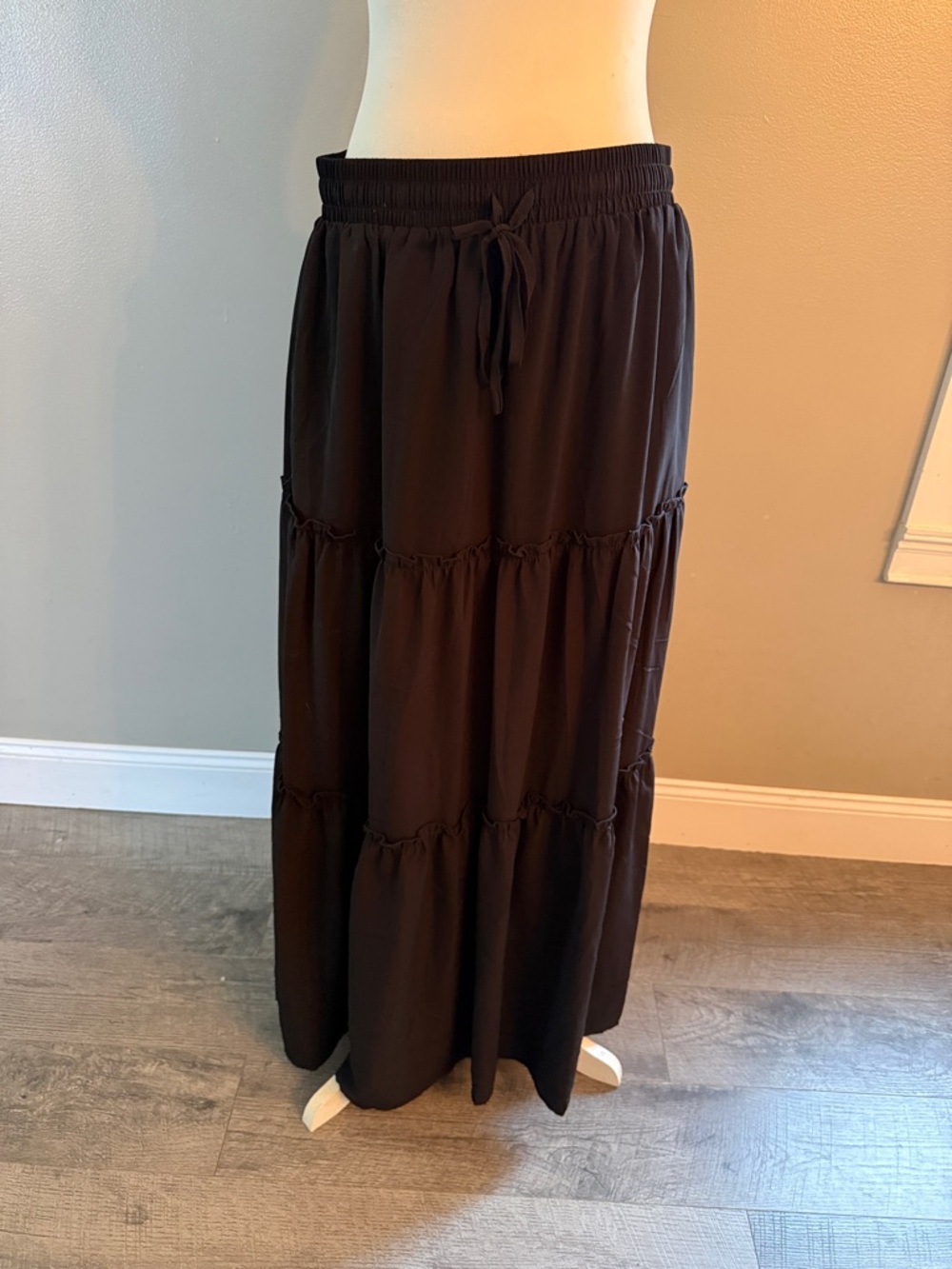 Black Tiered Maxi Skirt - Unbranded